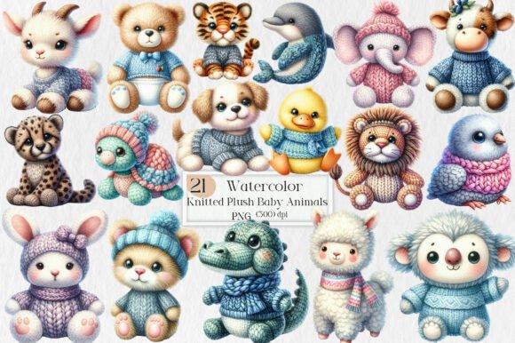 Download Knitted Plush Baby Animals Clipart PNG - Baby animals clipart Collection