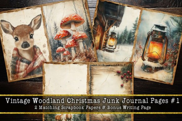 Download Woodland Christmas Junk Journal Pages #1 - Premium Bundle