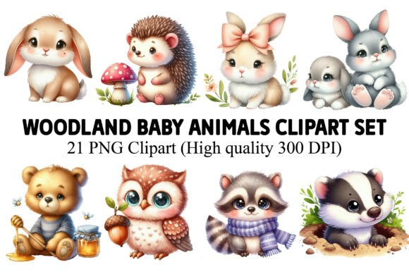 Download Woodland Baby Animals Clipart Set - Baby animals clipart Collection
