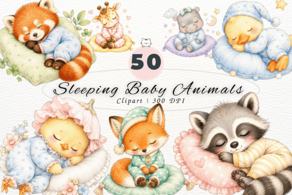 Download Cute Sleeping Baby Animals Clipart PNG - Baby animals clipart Collection