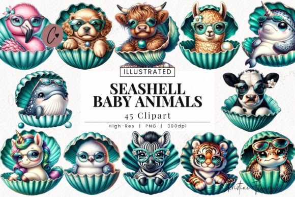 Download Seashell Baby Animals Clipart, Beach PNG - Baby animals clipart Collection